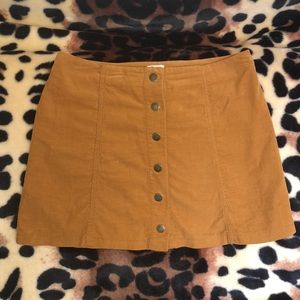 Corduroy skirt-tan short skirt with snaps on front-15 inch soft skirt